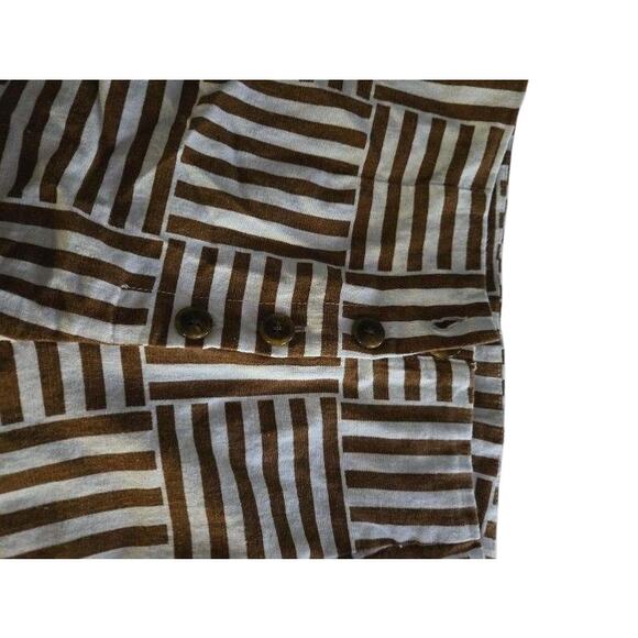 Versona wide leg pants size 12 casual comfy brown white Geometric pattern linen - Picture 2 of 5